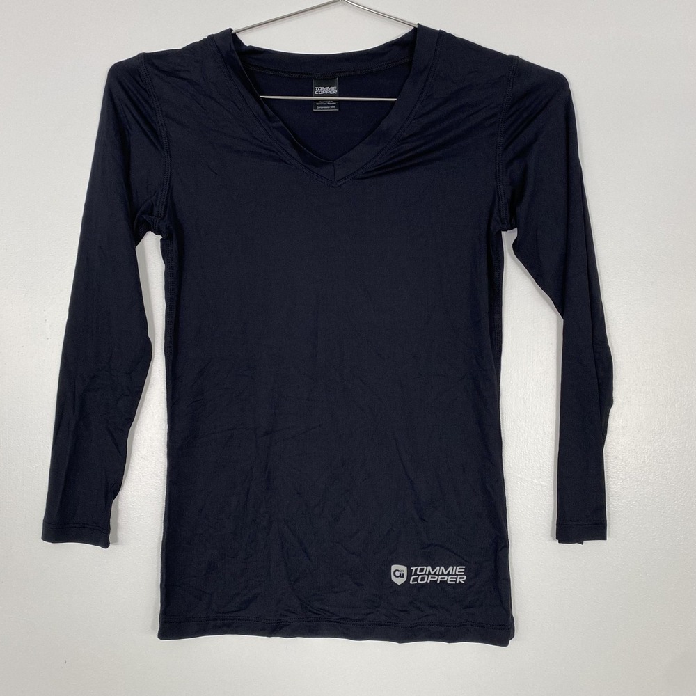 Tommie Copper‎ Shirt Womens Medium Black Compression Long Sleeve V Neck Recovery